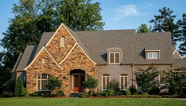European house plans 106-595 - front exterior, 5,123 sq ft, 6 bed, 4 bath house plans | Monster House Plans