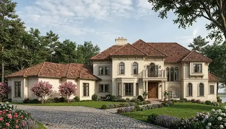 Mediterranean house plans 106-605 - front exterior, 7,170 sq ft, 6 bed, 5 bath house plans | Monster House Plans