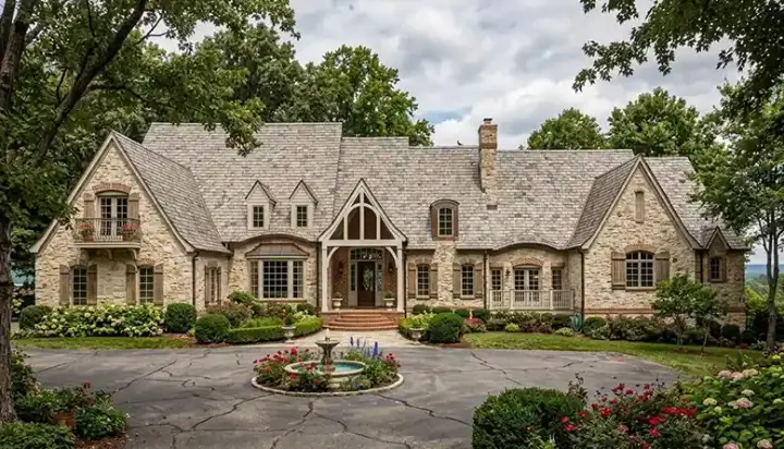 European house plans 106-629 - front exterior, 10,248 sq ft, 4 bed, 4 bath house plans | Monster House Plans