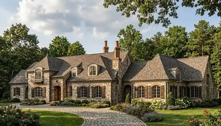 European house plans 106-635 - front exterior, 9,611 sq ft, 5 bed, 5 bath house plans | Monster House Plans