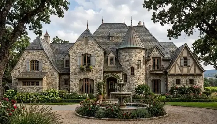European house plans 106-636 - front exterior, 6,366 sq ft, 4 bed, 4 bath house plans | Monster House Plans