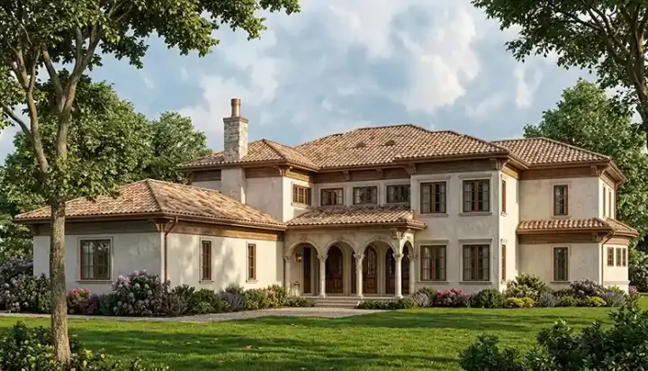 Mediterranean house plans 106-640 - front exterior, 6,453 sq ft, 5 bed, 5 bath house plans | Monster House Plans