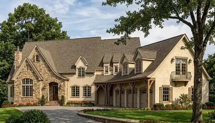 European house plans 106-641 - front exterior, 8,599 sq ft, 6 bed, 6 bath house plans | Monster House Plans