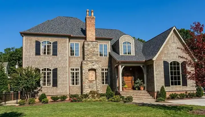 European house plans 106-642 - front exterior, 6,536 sq ft, 5 bed, 4 bath house plans | Monster House Plans