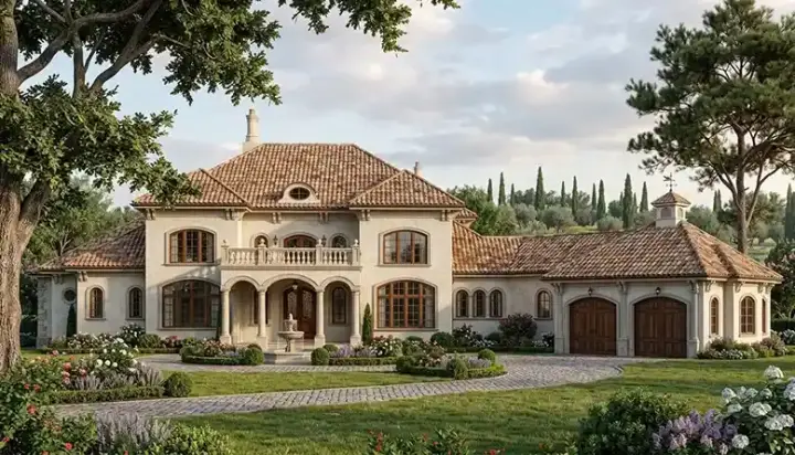 Mediterranean house plans 106-648 - front exterior, 9,838 sq ft, 5 bed, 7 bath house plans | Monster House Plans