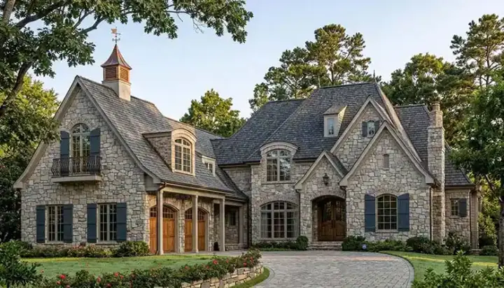 European house plans 106-650 - front exterior, 7,044 sq ft, 5 bed, 5 bath house plans | Monster House Plans
