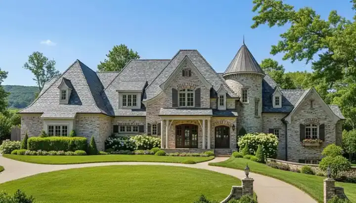 European house plans 106-654 - front exterior, 7,480 sq ft, 6 bed, 5 bath house plans | Monster House Plans