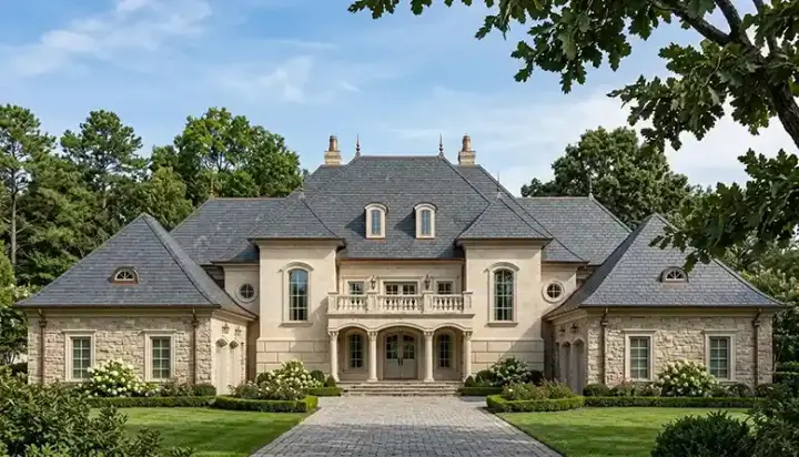 European house plans 106-658 - front exterior, 8,126 sq ft, 5 bed, 5 bath house plans | Monster House Plans
