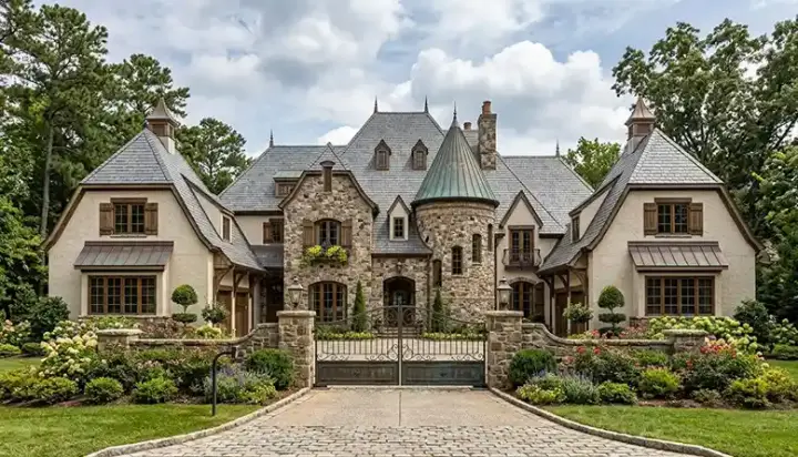 European house plans 106-659 - front exterior, 8,566 sq ft, 5 bed, 5 bath house plans | Monster House Plans