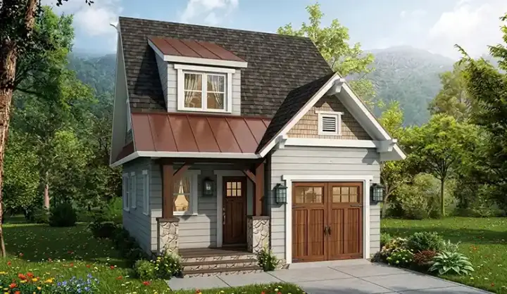 Craftsman house plans 106-664 - front exterior, 1,379 sq ft, 2 bed, 2 bath house plans | Monster House Plans