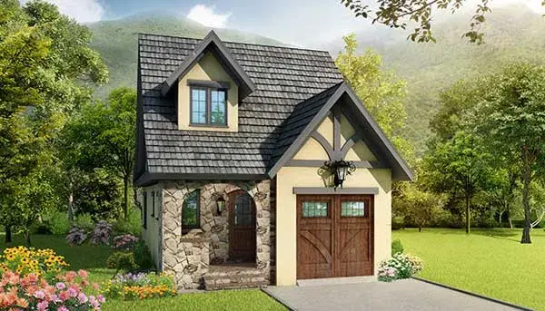 Cottage house plans 106-665 - front exterior, 1,379 sq ft, 2 bed, 2 bath house plans | Monster House Plans