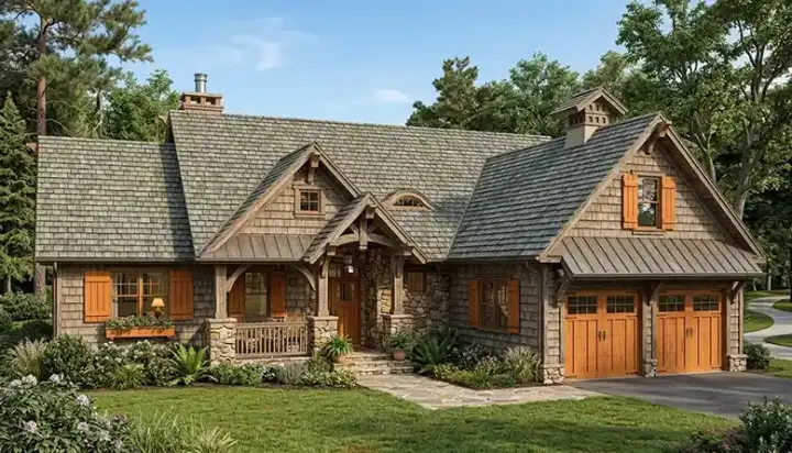 Craftsman house plans 106-689 - front exterior, 2,074 sq ft, 3 bed, 3 bath house plans | Monster House Plans
