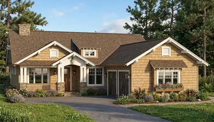 Craftsman house plans 106-694 - front exterior, 2,399 sq ft, 3 bed, 3 bath house plans | Monster House Plans
