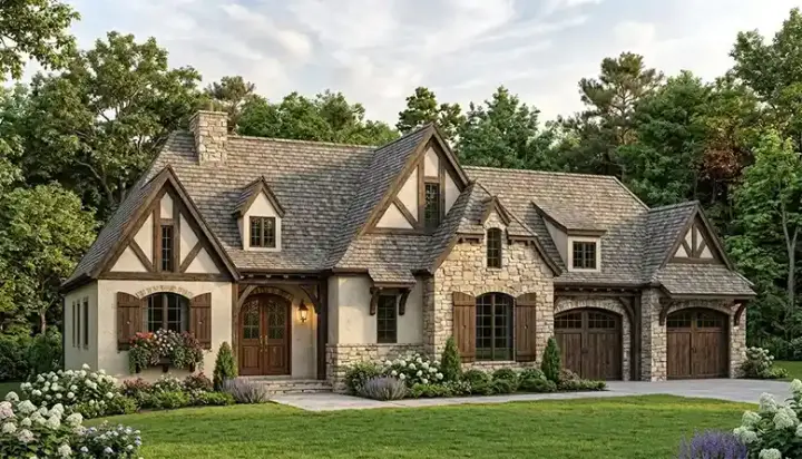 European house plans 106-704 - front exterior, 2,765 sq ft, 3 bed, 4 bath house plans | Monster House Plans