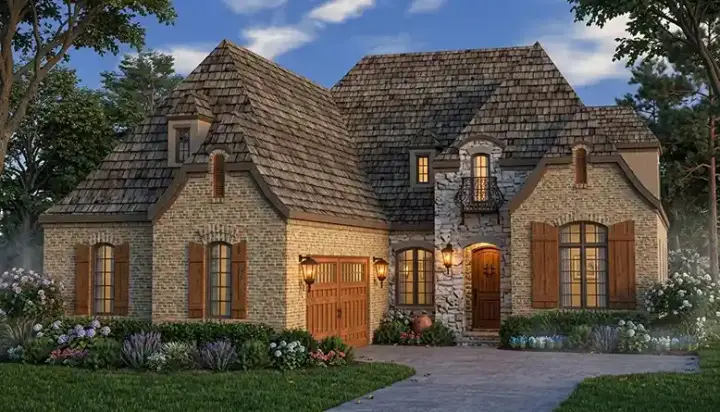 European house plans 106-708 - front exterior, 3,219 sq ft, 4 bed, 3 bath house plans | Monster House Plans
