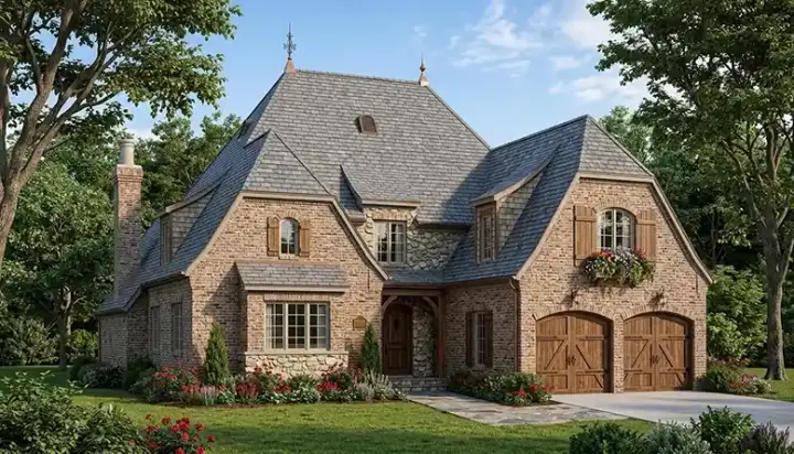 European house plans 106-709 - front exterior, 3,359 sq ft, 3 bed, 4 bath house plans | Monster House Plans