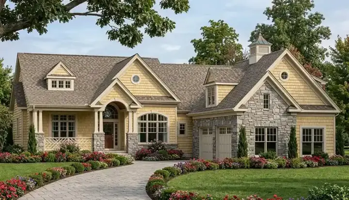Traditional house plans 106-710 - front exterior, 3,879 sq ft, 4 bed, 4 bath house plans | Monster House Plans