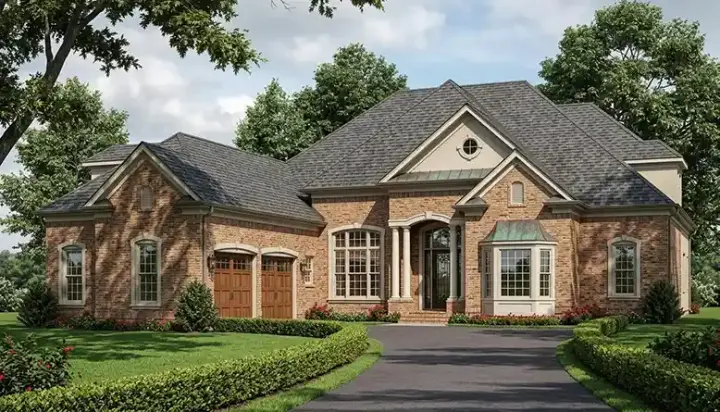 European house plans 106-713 - front exterior, 3,745 sq ft, 5 bed, 4 bath house plans | Monster House Plans