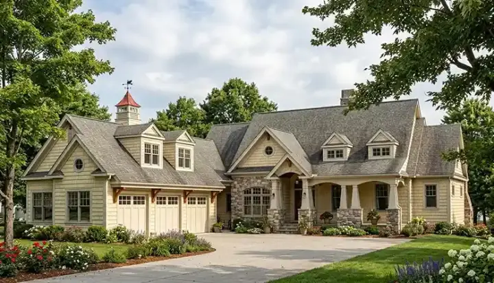 Craftsman house plans 106-714 - front exterior, 3,754 sq ft, 4 bed, 4 bath house plans | Monster House Plans