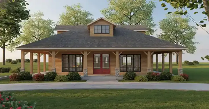 Coastal house plans 107-106 - front exterior, 1,225 sq ft, 2 bed, 2 bath house plans | Monster House Plans