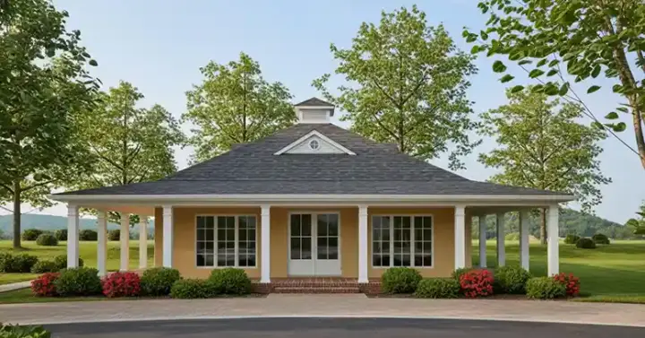 Coastal house plans 107-107 - front exterior, 1,225 sq ft, 1 bed, 1 bath house plans | Monster House Plans
