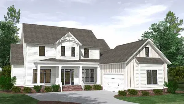 Modern Farmhouse house plans 109-122 - front exterior, 3,820 sq ft, 5 bed, 4 bath house plans | Monster House Plans