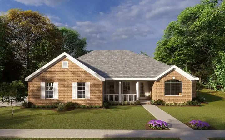 Traditional house plans 11-126 - front exterior, 1,539 sq ft, 4 bed, 2 bath house plans | Monster House Plans