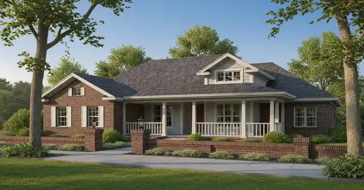 Country house plans 11-154 - front exterior, 2,191 sq ft, 4 bed, 2 bath house plans | Monster House Plans