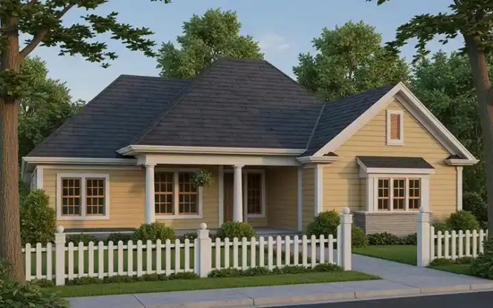 Traditional house plans 11-158 - front exterior, 1,709 sq ft, 3 bed, 2 bath house plans | Monster House Plans