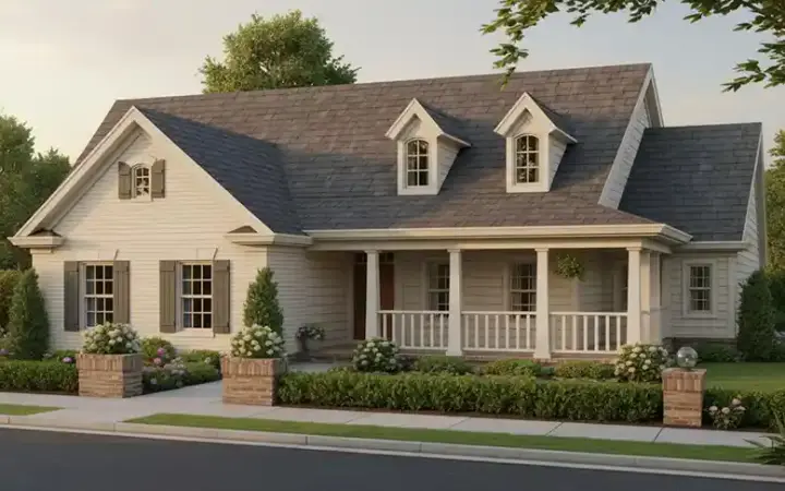 Country house plans 11-204 - front exterior, 1,690 sq ft, 4 bed, 2 bath house plans | Monster House Plans