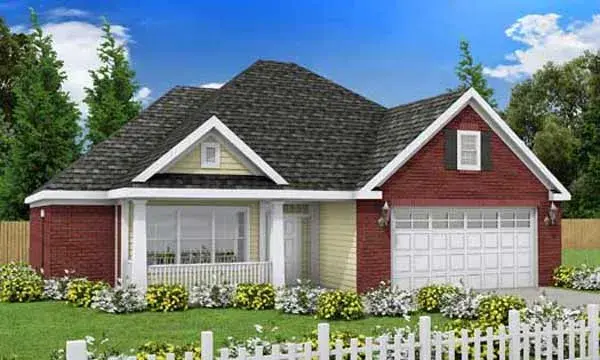 Traditional house plans 11-211 - front exterior, 1,544 sq ft, 3 bed, 2 bath house plans | Monster House Plans