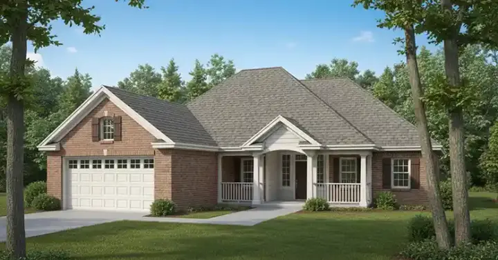 Traditional house plans 11-219 - front exterior, 1,394 sq ft, 2 bed, 2 bath house plans | Monster House Plans