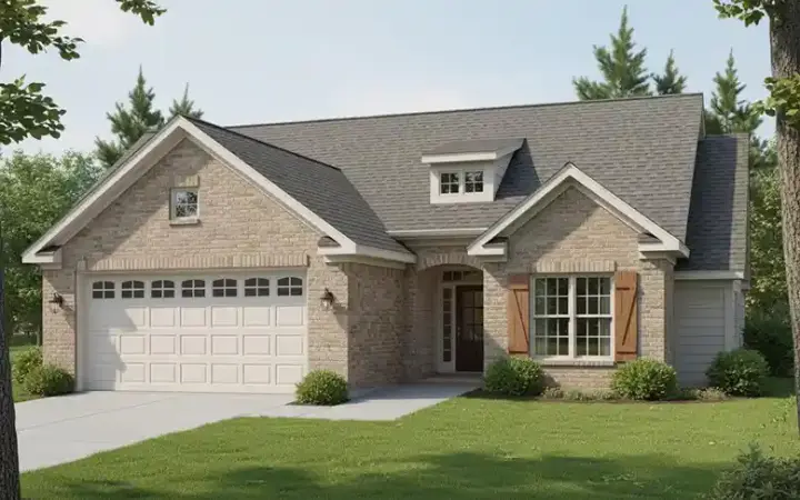 Traditional house plans 11-223 - front exterior, 1,407 sq ft, 3 bed, 2 bath house plans | Monster House Plans