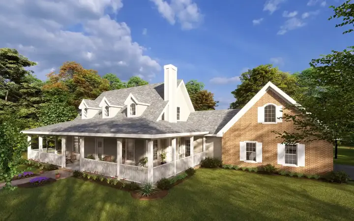 Country house plans 11-245 - front exterior, 1,675 sq ft, 3 bed, 2 bath house plans | Monster House Plans