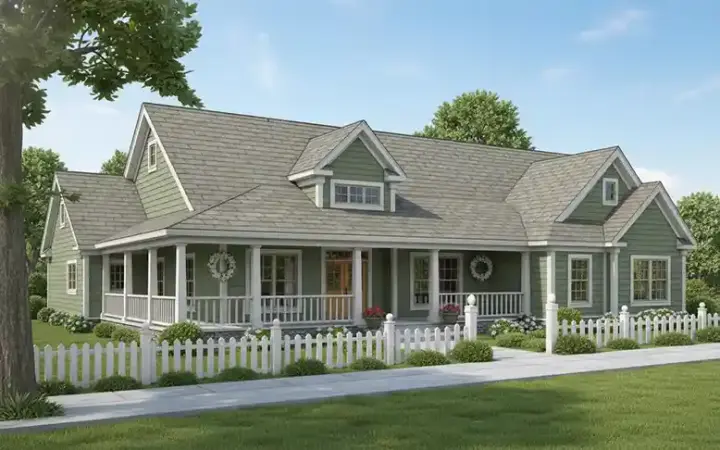 Farmhouse house plans 11-250 - front exterior, 2,512 sq ft, 3 bed, 3 bath house plans | Monster House Plans