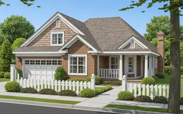 Traditional house plans 11-289 - front exterior, 1,362 sq ft, 3 bed, 2 bath house plans | Monster House Plans