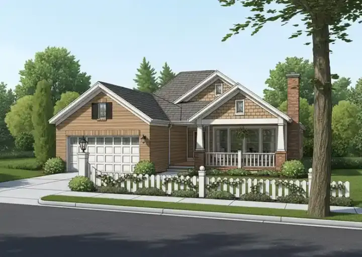 Craftsman house plans 11-306 - front exterior, 1,560 sq ft, 4 bed, 2 bath house plans | Monster House Plans