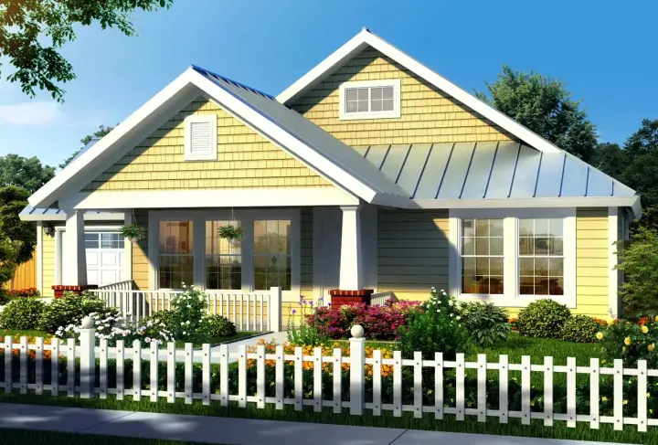 Craftsman house plans 11-309 - front exterior, 1,260 sq ft, 3 bed, 2 bath house plans | Monster House Plans