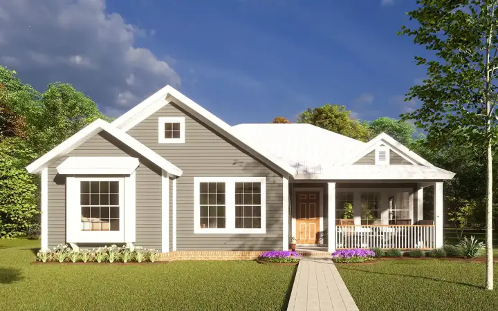 Craftsman house plans 11-312 - front exterior, 1,481 sq ft, 4 bed, 2 bath house plans | Monster House Plans