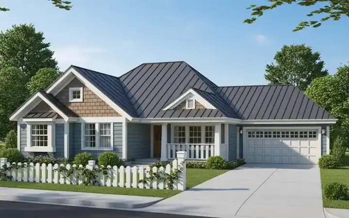 Traditional house plans 11-313 - front exterior, 1,481 sq ft, 4 bed, 2 bath house plans | Monster House Plans