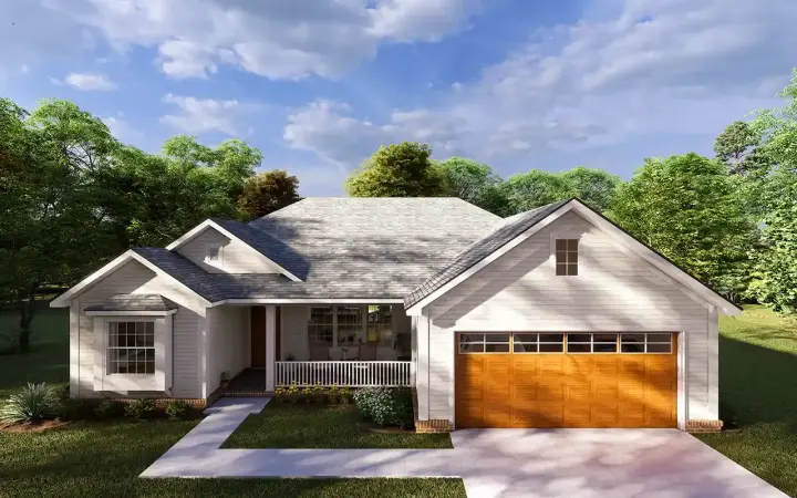 Ranch house plans 11-330 - front exterior, 998 sq ft, 3 bed, 2 bath house plans | Monster House Plans