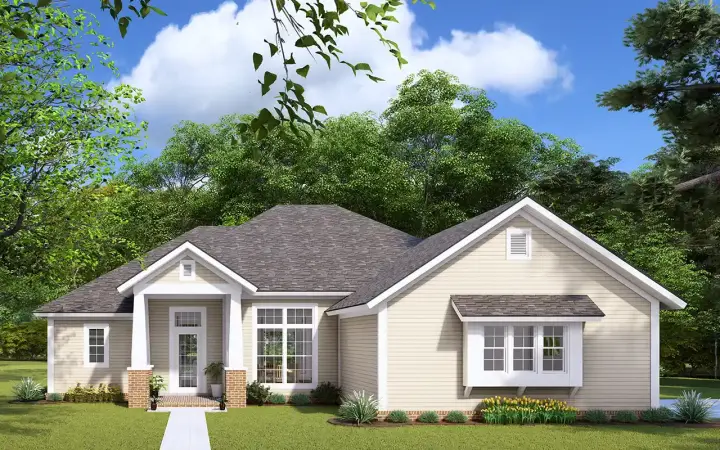Traditional house plans 11-348 - front exterior, 1,679 sq ft, 3 bed, 2 bath house plans | Monster House Plans