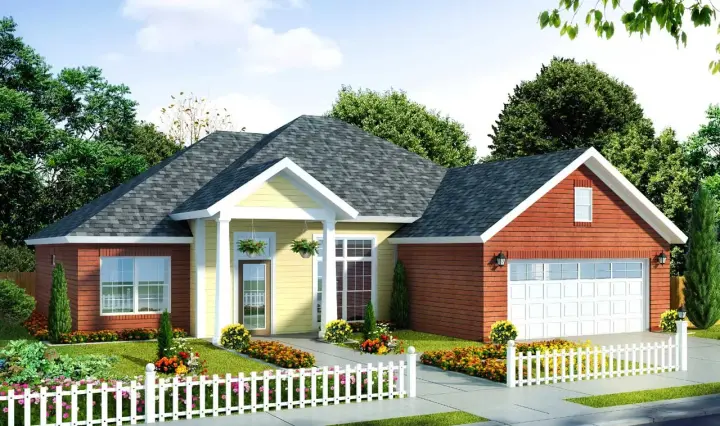 Traditional house plans 11-369 - front exterior, 1,364 sq ft, 3 bed, 2 bath house plans | Monster House Plans