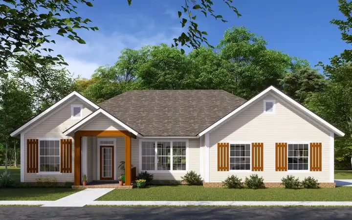Traditional house plans 11-391 - front exterior, 1,616 sq ft, 3 bed, 2 bath house plans | Monster House Plans