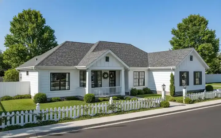 Traditional house plans 11-393 - front exterior, 1,452 sq ft, 3 bed, 2 bath house plans | Monster House Plans