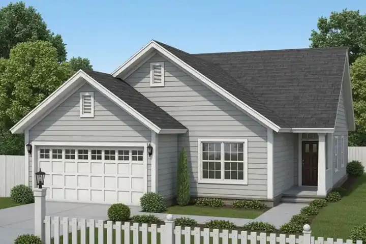 Traditional house plans 11-409 - front exterior, 1,288 sq ft, 3 bed, 2 bath house plans | Monster House Plans
