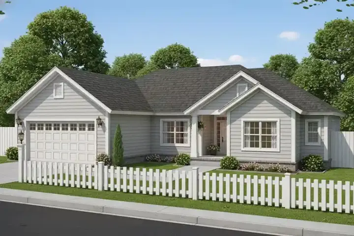 Traditional house plans 11-420 - front exterior, 1,488 sq ft, 4 bed, 3 bath house plans | Monster House Plans