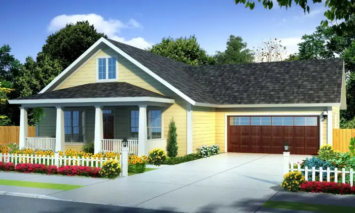 Craftsman house plans 11-438 - front exterior, 1,277 sq ft, 3 bed, 2 bath house plans | Monster House Plans