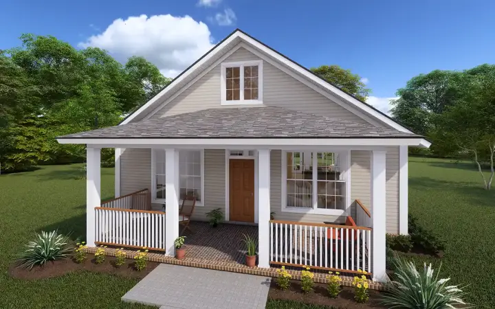 Traditional house plans 11-439 - front exterior, 1,277 sq ft, 3 bed, 2 bath house plans | Monster House Plans
