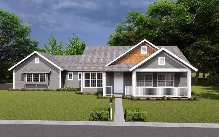 Country house plans 11-444 - front exterior, 1,808 sq ft, 4 bed, 2 bath house plans | Monster House Plans